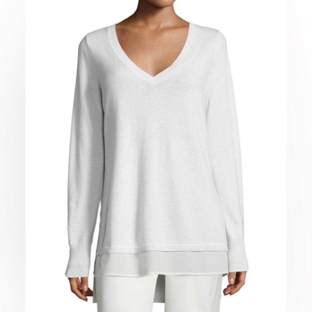 Vince Mixed-media Layered Tunic Sweater